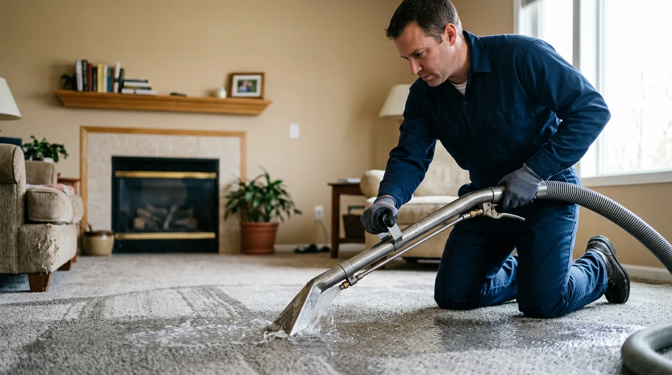 Water damage restoration technician working near Darden, TN